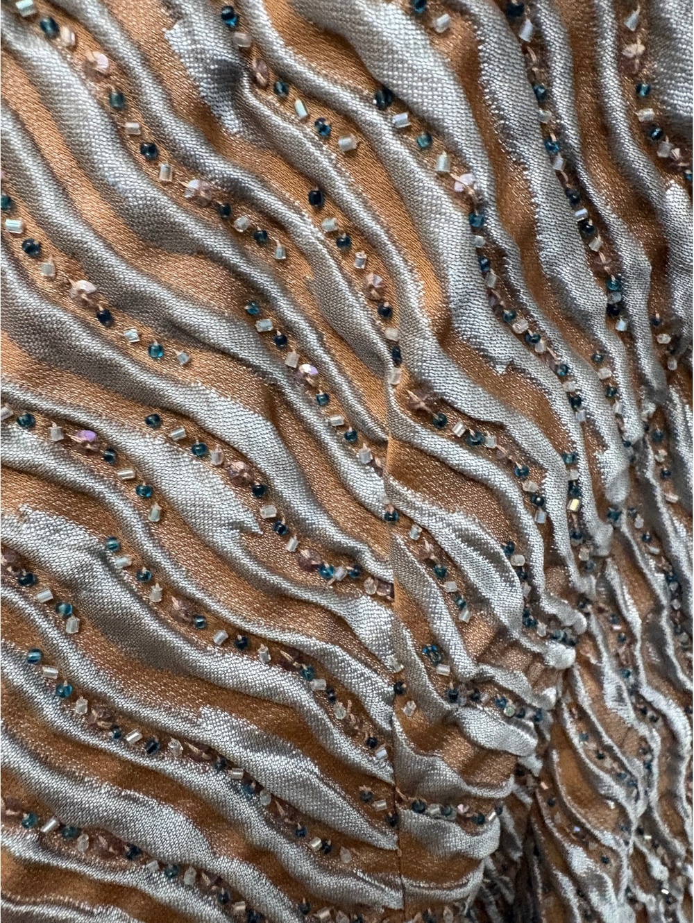 Carmen Marc Valvo Signature Metallic Sequin Wavy Strapless Cocktail Mini Dress 4 - Picture 6 of 9